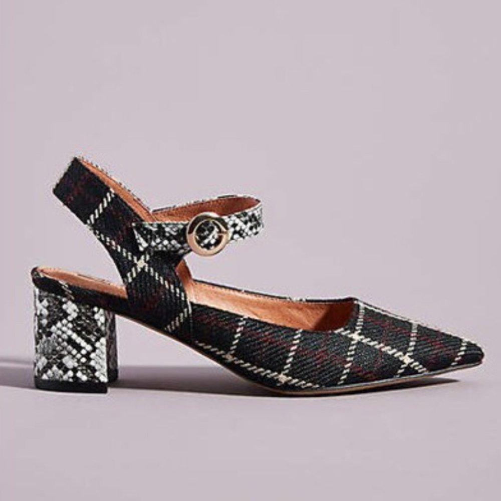 Matiko Plaid and Snake Skin Wedge
